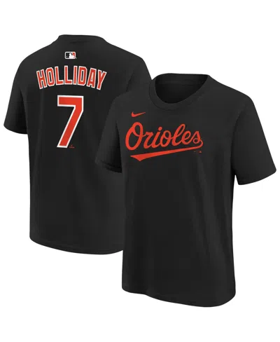 Nike Big Boys And Girls Jackson Holliday Black Baltimore Orioles Name & Number T-shirt