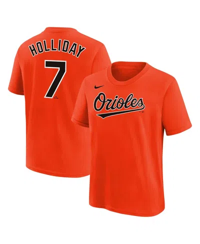 Nike Kids' Big Boys And Girls Jackson Holliday Orange Baltimore Orioles Name Number T-shirt