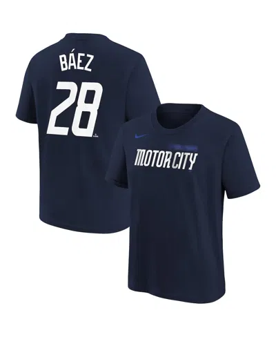 Nike Kids' Big Boys And Girls Javier Baez Navy Detroit Tigers 2024 City Connect Name Number T-shirt