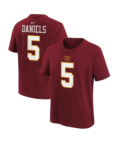 Nike Big Boys And Girls Jayden Daniels Burgundy Washington Commanders Name And Number T-shirt