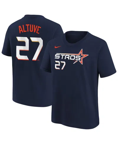 Nike Kids' Big Boys And Girls Jose Altuve Navy Houston Astros Fuse City Connect Name Number T-shirt In Blue