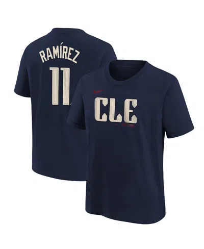 Nike Kids' Big Boys And Girls Jose Ramirez Navy Cleveland Guardians 2024 City Connect Name Number T-shirt