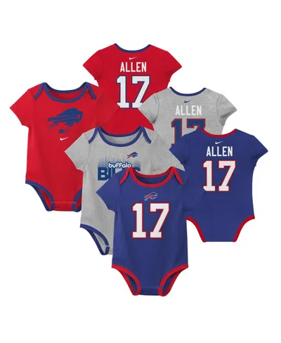 Nike Kids' Big Boys And Girls Josh Allen Buffalo Bills Name Number 3-pack Bodysuit Set In Royal