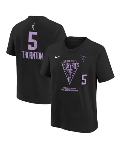 Nike Kids' Big Boys And Girls Kayla Thornton Black Golden State Valkyries Explorer Edition Player Name Number T