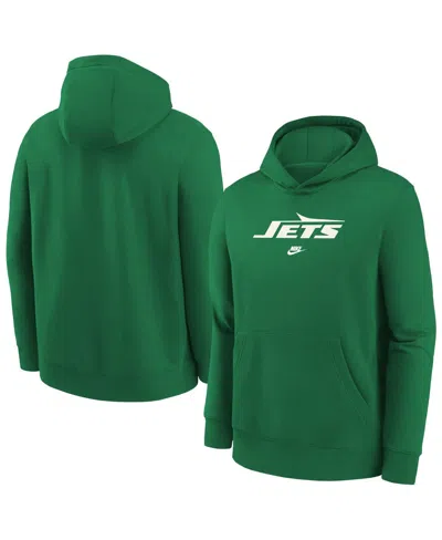 Nike Kids' Big Boys And Girls Kelly Green New York Jets Rewind Club Fleece Pullover Hoodie