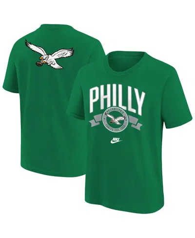 Nike Kids' Big Boys And Girls Kelly Green Philadelphia Eagles Rewind Front Back Essential T-shirt