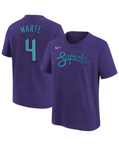 Nike Kids' Big Boys And Girls Ketel Marte Purple Arizona Diamondbacks Fuse City Connect Name Number T-shirt In Brown