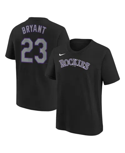 Nike Kids' Big Boys And Girls Kris Bryant Black Colorado Rockies Home Player Name Number T-shirt