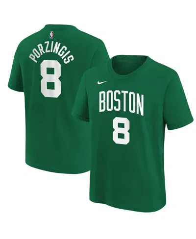 Nike Big Boys And Girls Kristaps Porzingis Kelly Green Boston Celtics Icon Name Number T-shirt