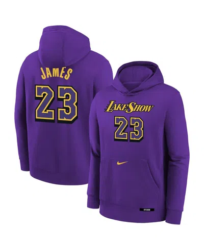 Nike Big Boys And Girls Lebron James Purple Los Angeles Lakers 2024/25 City Edition Name Number Pullover
