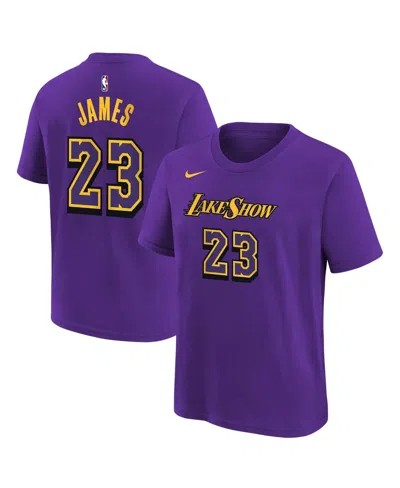 Nike Kids' Big Boys And Girls Lebron James Purple Los Angeles Lakers 2024/25 City Edition Name Number T-shirt
