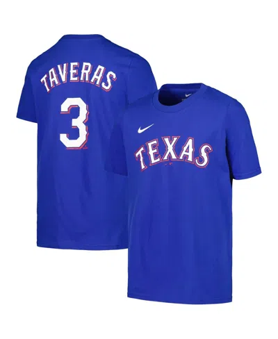 Nike Kids' Big Boys And Girls Leody Taveras Royal Texas Rangers Name Number T-shirt In Blue
