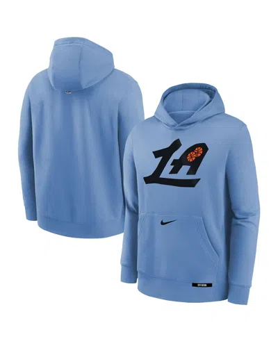 Nike Big Boys And Girls Light Blue La Clippers 2024/25 City Edition Club Fleece Pullover Hoodie