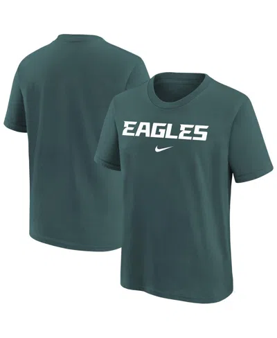 Nike Kids' Big Boys And Girls Midnight Green Philadelphia Eagles Team Wordmark T-shirt