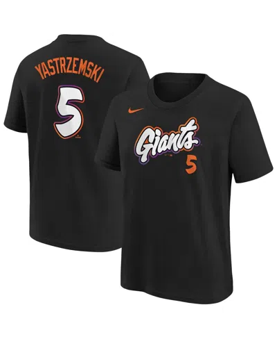 Nike Kids' Big Boys And Girls Mike Yastrzemski Black San Francisco Giants Fuse City Connect Name Number T-shirt