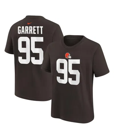 Nike Big Boys And Girls Myles Garrett Brown Cleveland Browns Player Name Number T-shirt
