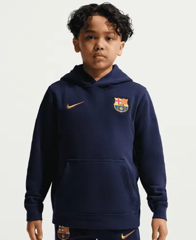 Nike Kids' Big Boys And Girls Navy Barcelona Club Hoodie In Blue