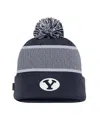 Nike Big Boys And Girls Navy Byu Cougars 2024 Sideline Peak Cuffed Knit With Pom Hat In Blue