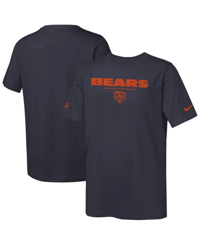Nike Kids' Big Boys And Girls Navy Chicago Bears Sideline Team Issue T-shirt In Blue
