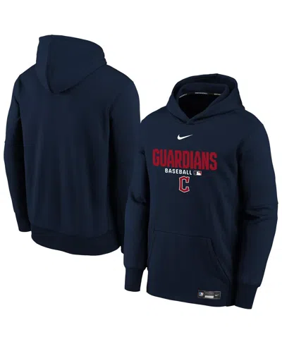 Nike Big Boys And Girls Navy Cleveland Guardians Authentic Collection Therma-fit Hoodie In Blue