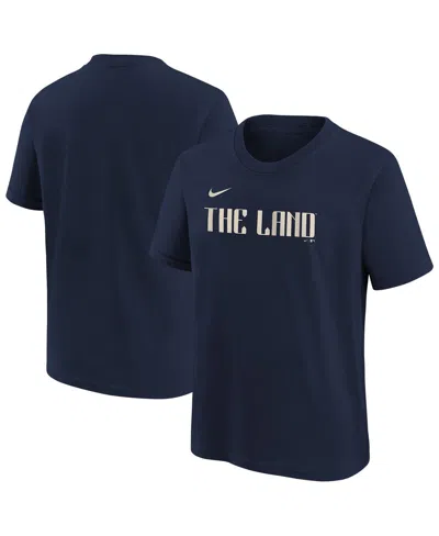 Nike Kids' Big Boys And Girls Navy Cleveland Guardians City Connect Wordmark T-shirt