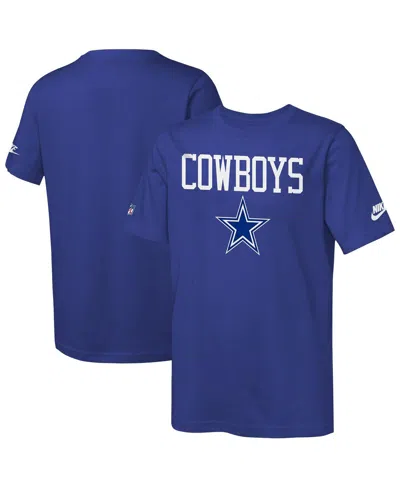 Nike Kids' Big Boys And Girls Navy Dallas Cowboys Sideline T-shirt In Blue