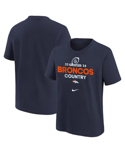 Nike Kids' Big Boys And Girls Navy Denver Broncos 2024 Nfl Playoffs T-shirt