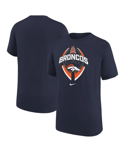 Nike Kids' Big Boys And Girls Navy Denver Broncos Icon Legend T-shirt In Blue