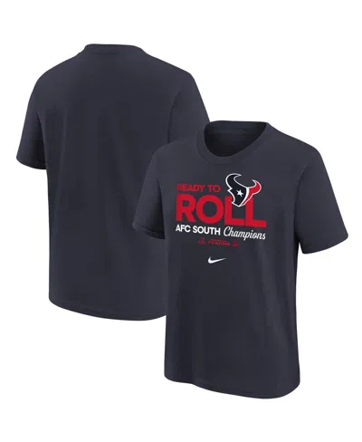 Nike Big Boys And Girls Navy Houston Texans 2024 Afc South Division Champions Locker Room Trophy Collecti