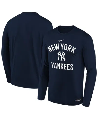 Nike Kids' Big Boys And Girls Navy New York Yankees Authentic Collection Legend Performance Long Sleeve T-shirt In Blue