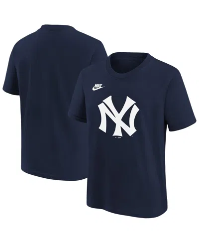 Nike Kids' Big Boys And Girls Navy New York Yankees Cooperstown Collection Team Logo T-shirt
