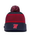 Nike Big Boys And Girls Navy Ole Miss Rebels 2024 Sideline Peak Cuffed With Pom Knit Hat In Navy