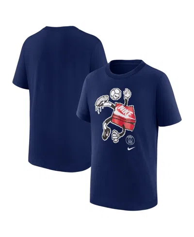 Nike Kids' Big Boys And Girls Navy Paris Saint-germain Character T-shirt