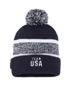Nike Big Boys And Girls Navy Peak Cuffed With Pom Knit Hat In Navy