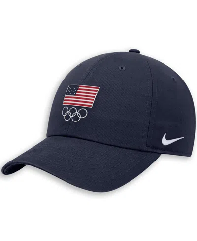 Nike Kids' Big Boys And Girls Navy Team Usa Club Adjustable Hat In Black