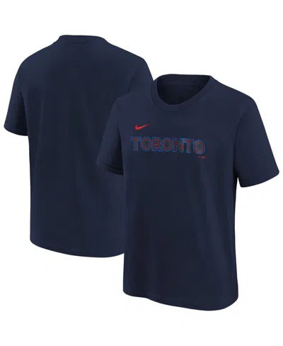 Nike Kids' Big Boys And Girls Navy Toronto Blue Jays City Connect Wordmark T-shirt