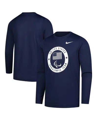 Nike Kids' Big Boys And Girls Navy U.s. Paralympics Legend Long Sleeve T-shirt In Blue