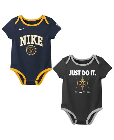 Nike Babies' Big Boys And Girls Navy/black Denver Nuggets Just Do It Bodysuit Set 2-pack In Multi