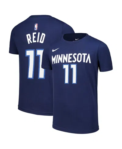 Nike Kids' Big Boys And Girls Naz Reid Navy Minnesota Timberwolves Icon Edition Name Number T-shirt