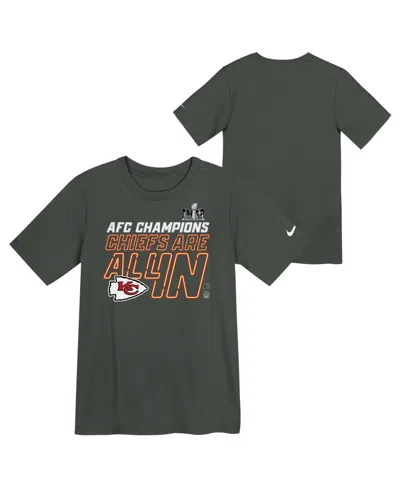 Nike Kids' Big Boys And Girls  Anthracite Kansas City Chiefs 2023 Afc Champions Locker Room Trophy Collecti
