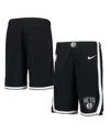 NIKE BIG BOYS AND GIRLS NIKE BLACK BROOKLYN NETS 2020/21 SWINGMAN PERFORMANCE SHORTS