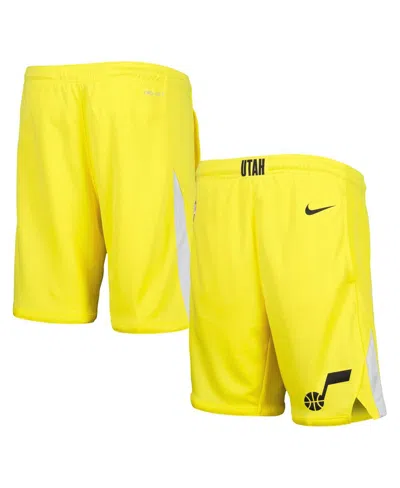Nike Kids' Big Boys And Girls  Gold Utah Jazz Icon Swingman Performance Shorts