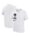Nike Big Boys And Girls  White Brooklyn Nets Vs Block Essential T-shirt In White