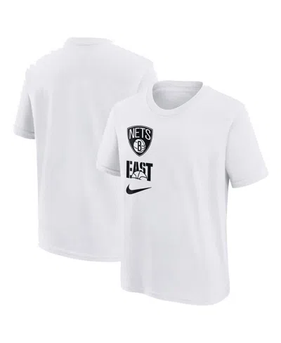 Nike Kids' Big Boys And Girls  White Brooklyn Nets Vs Block Essential T-shirt