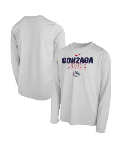 Nike Kids' Big Boys And Girls  White Gonzaga Bulldogs Sole Bench T-shirt