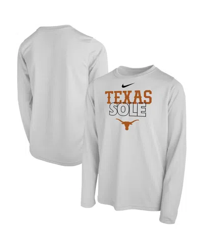 Nike Kids' Big Boys And Girls  White Texas Longhorns 2023 On Court Sole Bench T-shirt