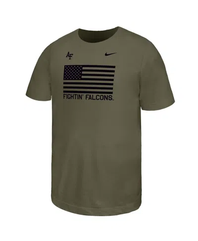 Nike Kids' Big Boys And Girls Olive Air Force Falcons Apls Fighting Falcon Collection Core T-shirt In Green