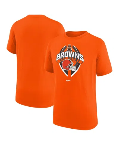 Nike Kids' Big Boys And Girls Orange Cleveland Browns Icon Legend T-shirt