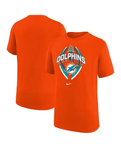 Nike Kids' Big Boys And Girls Orange Miami Dolphins Icon Legend T-shirt