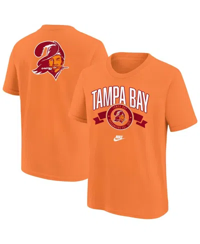 Nike Babies' Big Boys And Girls Orange Tampa Bay Buccaneers Rewind Front Back Essential T-shirt In Brown
